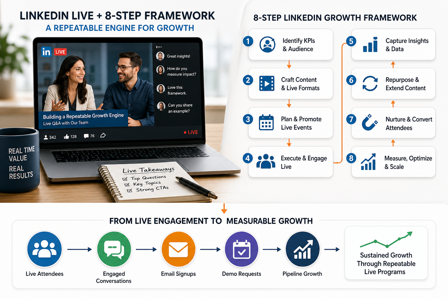 LinkedIn Live and 8-Step Growth Tactics in Practice