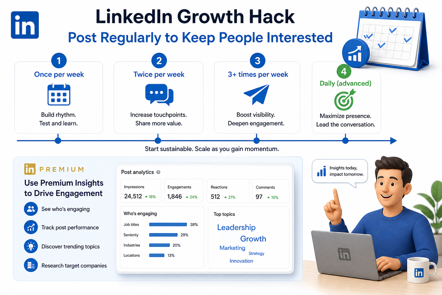 LinkedIn Growth Hack - Post Regularly to Keep People Interested