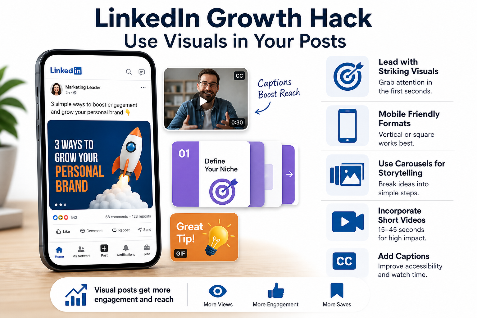 LinkedIn Growth Hack - Use Visuals in Your Posts